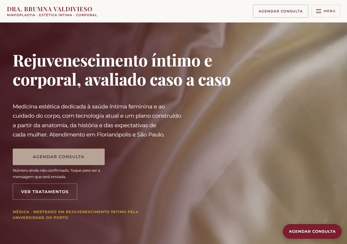 Página inicial do site da Dra. Brumna Valdivieso