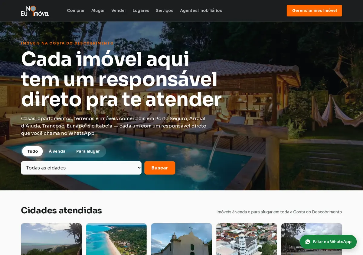 Print da tela do site Eunoimóvel, eunoimovel.com.br
